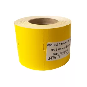 Polccímke 38x55mm Hőpapír Kartoncímke, sárga