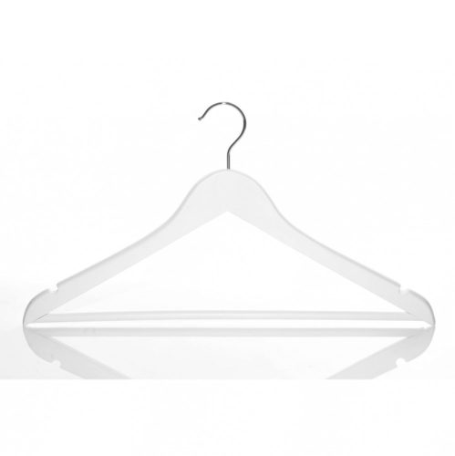 44cm Nadrágtartós Fehér Fa Vállfa Bevágásos Vállú