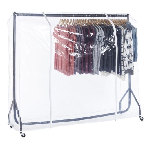 Kleiderständer Abdeckung, Schutzhülle für Kleiderständer, Abdeckung für Kleiderständer, Transparent, Reissverschlüsse, 182x50x160 cm