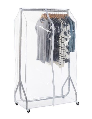 Kleiderständer Abdeckung, Schutzhülle für Kleiderständer, Abdeckung für Kleiderständer, Transparent, Reissverschlüsse, 122x50x160 cm