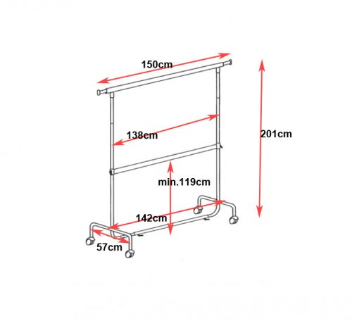 150cm 2 Szintes Sztender Fékezhető Görgővel Klipszes Magasság Állítóval