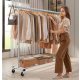 160cm Kihúzható Ruhatartó Sztender Fékezhető Kerekekkel