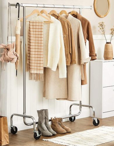 110cm Kihúzható Ruhatartó Sztender Fékezhető Kerekekkel