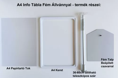 A4 Info Tábla Fém Állvánnyal 