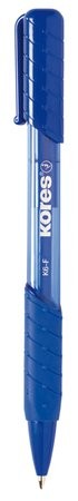 Golyóstoll, 0,7 mm, nyomógombos, háromszögletű, KORES "K6-F", kék