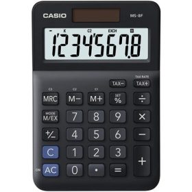   Számológép, asztali, 8 számjegy, CASIO "MS-8 F", fekete