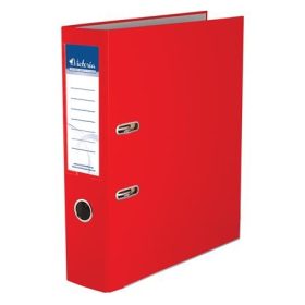   Iratrendező, 75 mm, A4, PP/karton, élvédő sínnel, VICTORIA, "Basic", piros