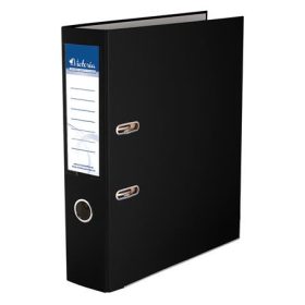   Iratrendező, 75 mm, A4, PP/karton, élvédő sínnel, VICTORIA, "Basic", fekete