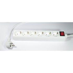   Elosztósor, 6 csatlakozóaljzat, 1,5 m kábelhosszúság, kapcsolóval