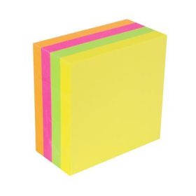  Öntapadó jegyzettömb, 75x75 mm, 400 lap, VICTORIA OFFICE, neon